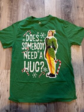 Green 'Does Somebody Need a Hug?' Elf Graphic Tee